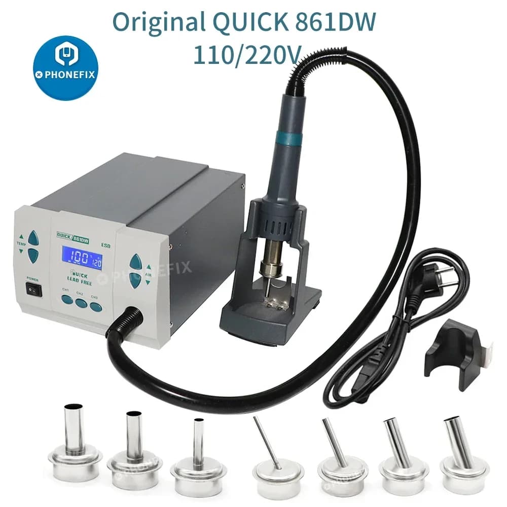 Stazione di rilavorazione BGA originale QUICK 861DW 1000W Stazione di pistola ad aria calda per saldatura SMD Dissaldatura Strumento di riparazione PCB