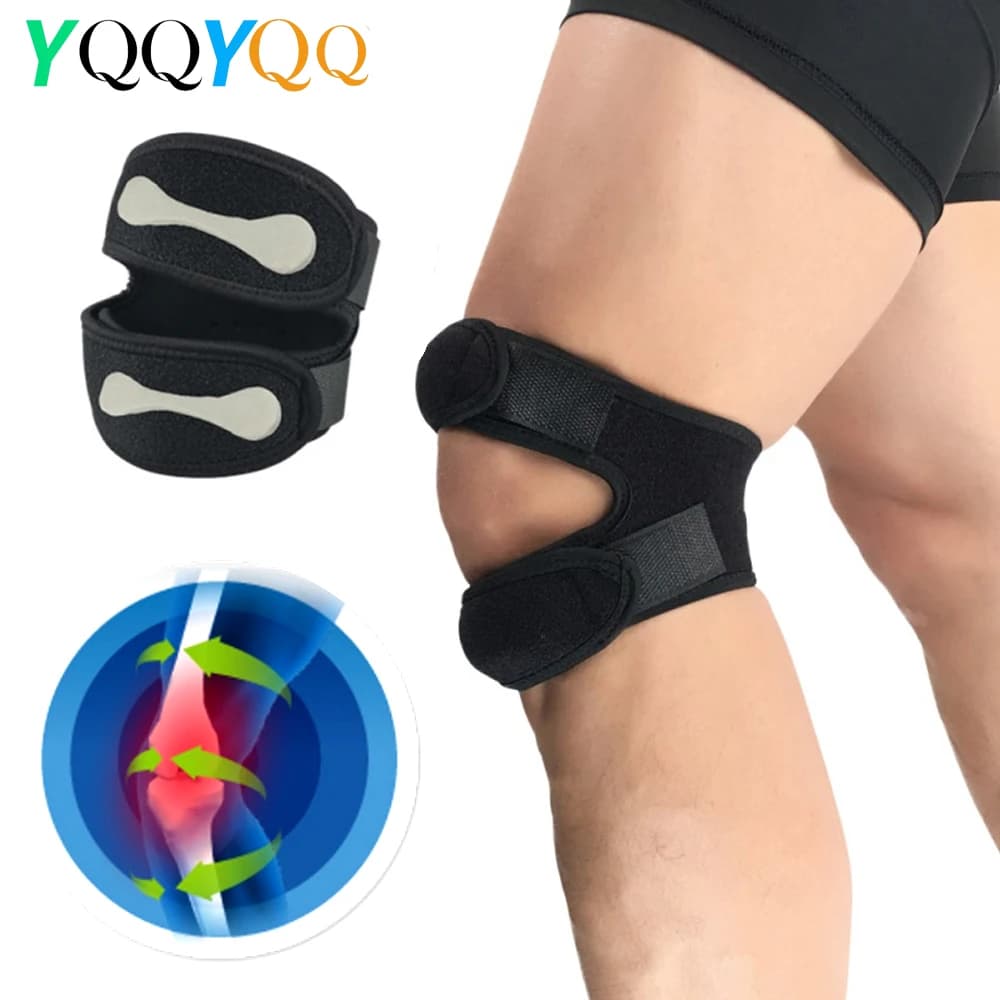 1 piece knee brace, knee pain relief with adjustable 3D silicone knee band, knee brace stabilizer for men and women for running