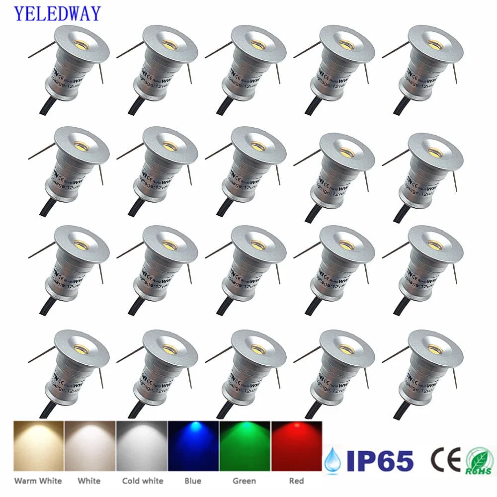 Faretto da Incasso a LED 1W, Illuminazione da Soffitto per Esterni IP65, Lampade per Cucina e Scale, DC12V 24V, Dimmerabile, Certificato CE