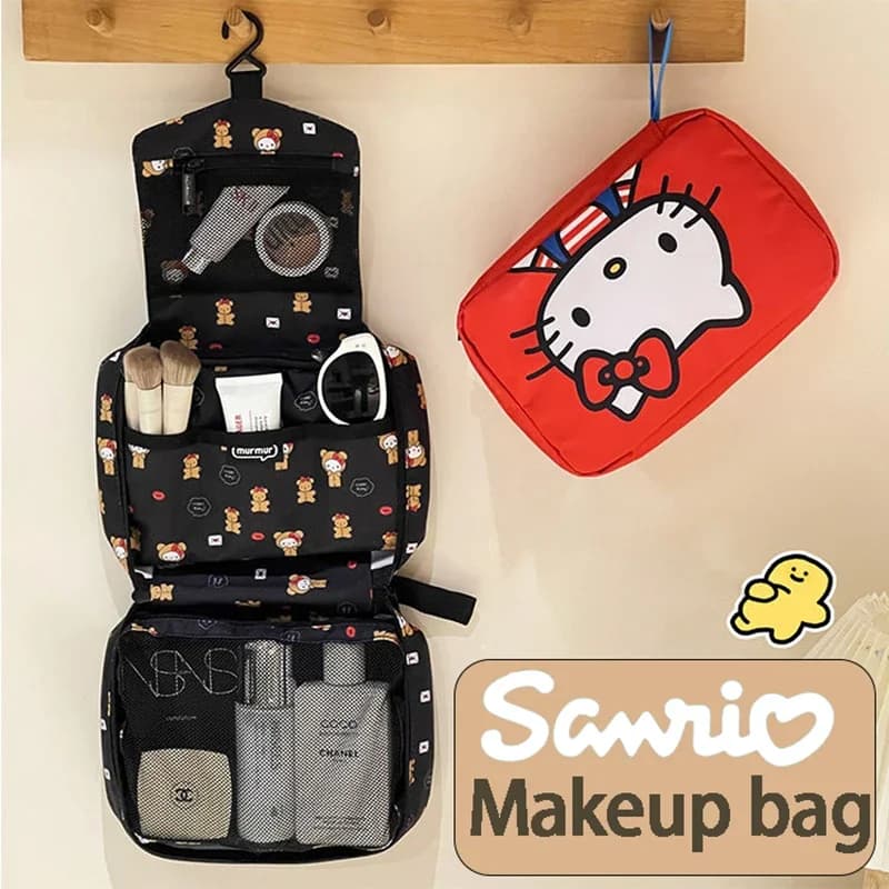 Nuova borsa per cosmetici portatile pieghevole Hello Kitty, borsa per articoli da toeletta multifunzionale, antipolvere, regalo di compleanno carino