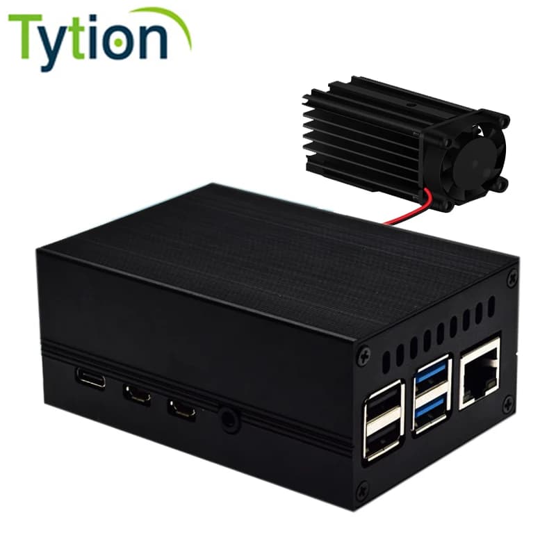 Aluminium alloy box with metal shell Raspberry Pi 4B with integrated detachable radiator fan
