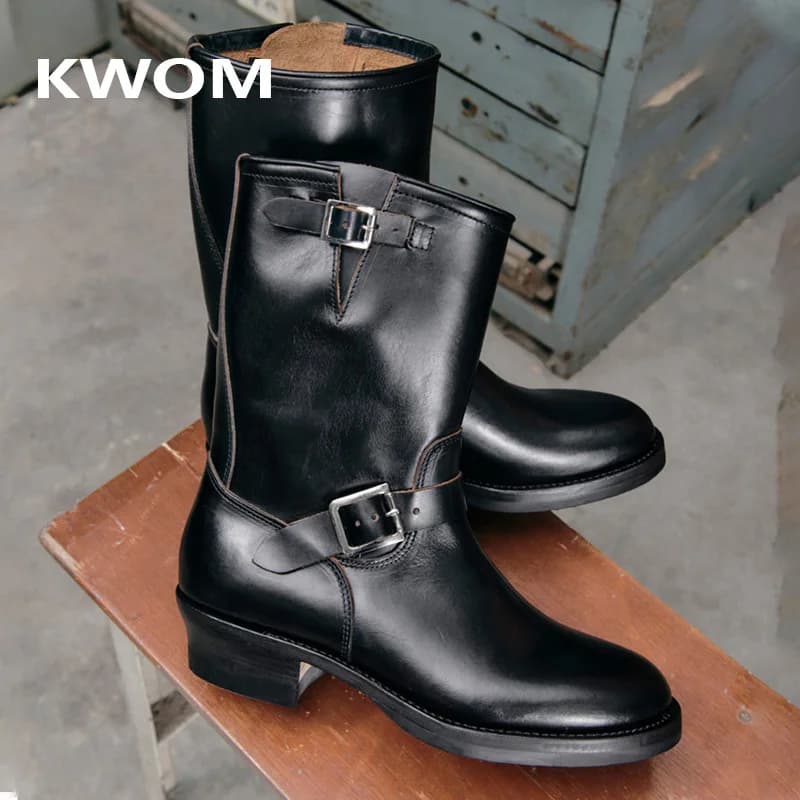 KOWM Scarpe da trekking in pelle di vacchetta Stivali da trekking marroni da uomo Stivali da ingegnere abbigliamento da lavoro scarpe goodyear scarpe alla moda scarpe da ginnastica da passeggio