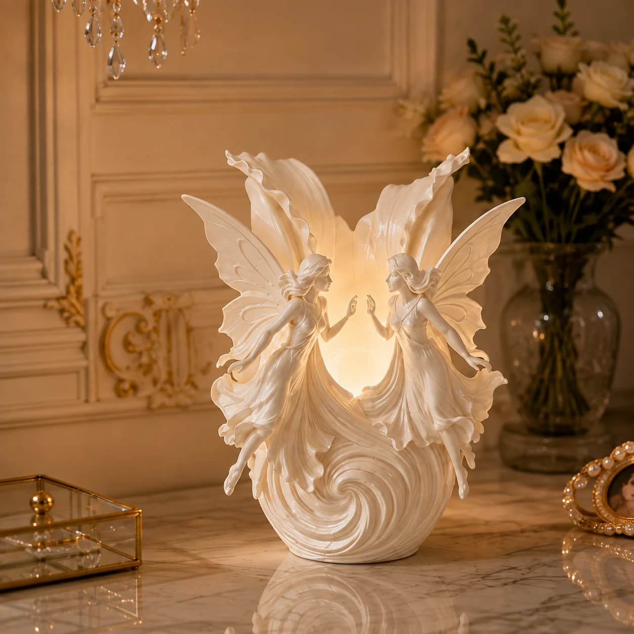 3D Printed Fairy Vase Pen Holder Makeup Brush Toothbrush Toothpaste Organizer, Angel Desk Decor Flower Pot Gift for Bathroom
