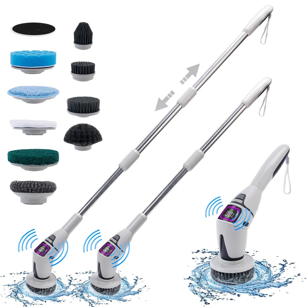 Electric Cleaning Brush 10-in-1 Multifunctional Cordless Spin Scrubber Portable Cleaning Tool for Kitchen Bathroom Toilet