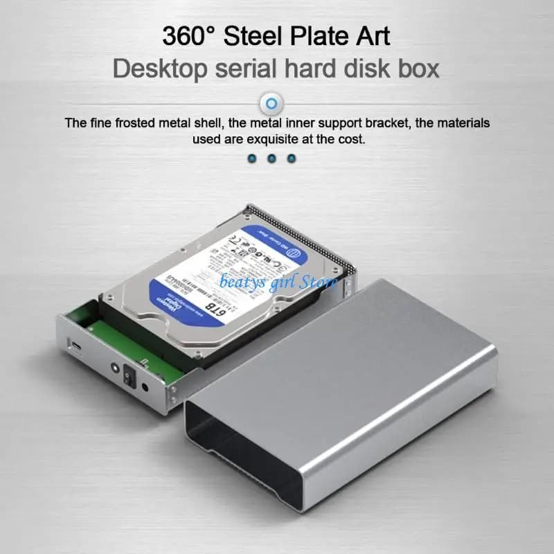 C7AB Blueendless External HDD Enclosure Aluminum SSD Box USB Type C 3.5'' Hard Drive for Case Box for Desktop 8TB