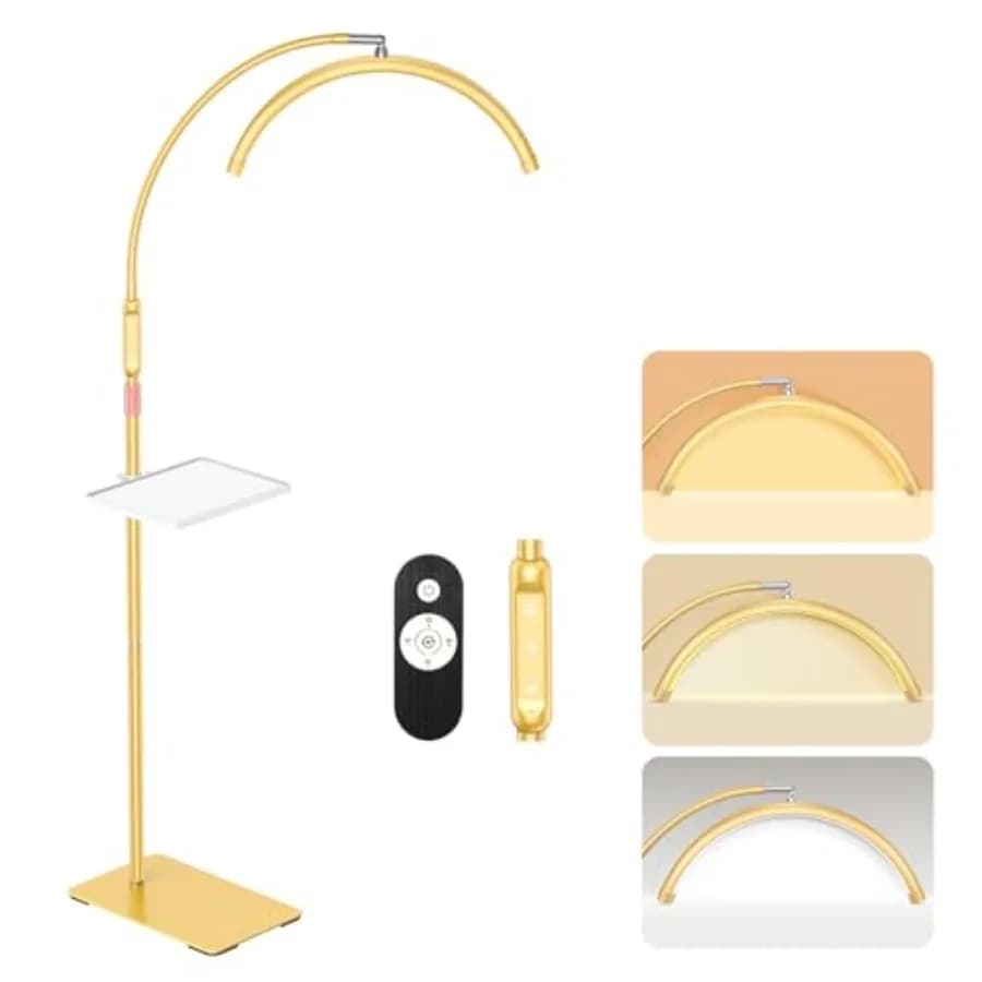 Lampada a Mezzaluna LED con Vassoio Porta Attrezzi per Extension Ciglia, Nail Art, Tatuaggi e Cura della Pelle, Temperatura Colore Regolabile