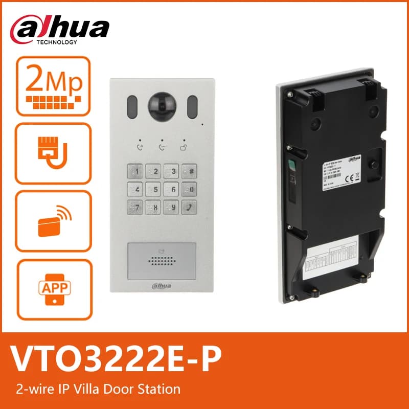 Dahua VTO3222E-P Videocitofono per stazione porta villa IP a 2 fili Campanello da 2 MP Supporto PoE IC/Password/Sblocca remoto/IP65 / IK08