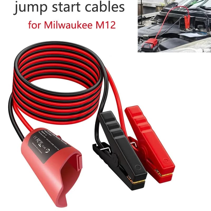 Cavi di avviamento portatile per avviamento ausiliario per auto Milwaukee M12 Batteria Con cavo da 1,8 m/12awg Uso di emergenza esterno
