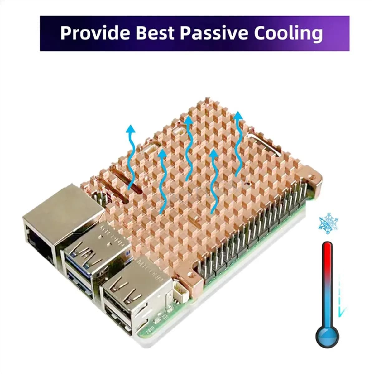 Dissipatore di calore in rame puro T19C per Raspberry Pi 5, custodia protettiva con raffreddamento passivo, guscio protettivo in metallo
