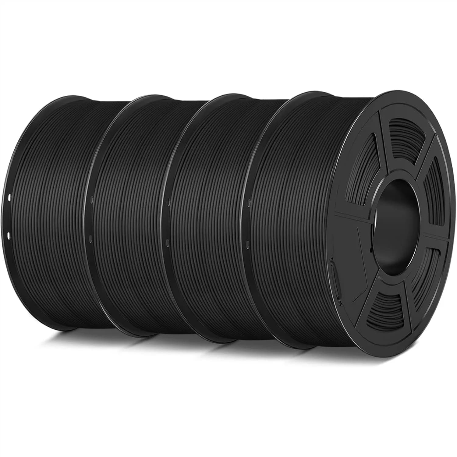 Filamento PLA Opaco per Stampante 3D 1.75mm, Avvolgimento Ordinato con Finitura Liscia, 4kg (4x1kg Bobine) per Stampanti FDM, Nero