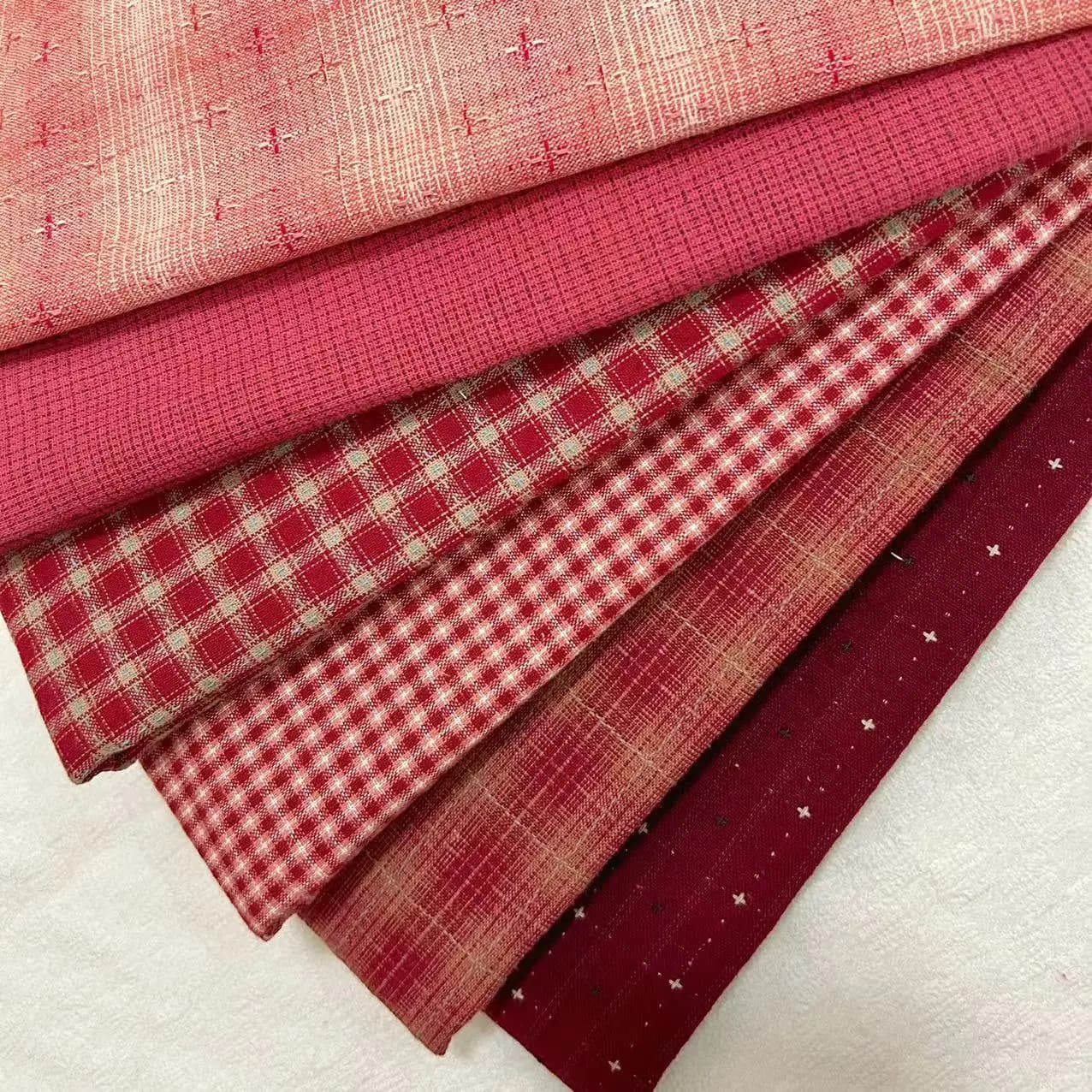 Red Basic Patchwork Japanese Yarn Dyed Cotton Fabric for Purse Sewing Quilting Bag Craft Cloth Fabric