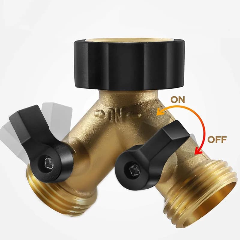 NEW Hose Separator Brass Valve Body Garden Faucet Faucet Separator Hose Garden Hose Y Separator All Metal With Shut-Off Valve
