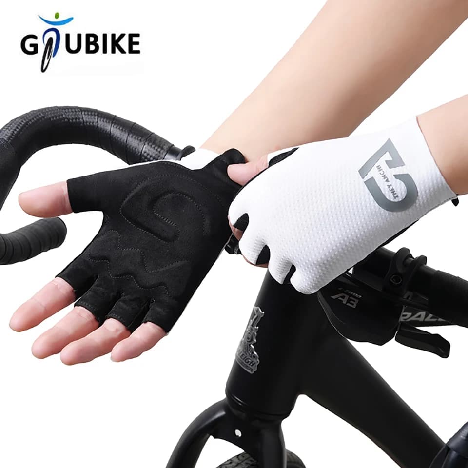 Guanti Mezze Dita GTUBIKE con Imbottitura SBR sul Palmo, Traspiranti e Antiurto, Guanti da Ciclismo ad Alta Elasticità, Guanti Senza Dita per Fitness e Bicicletta