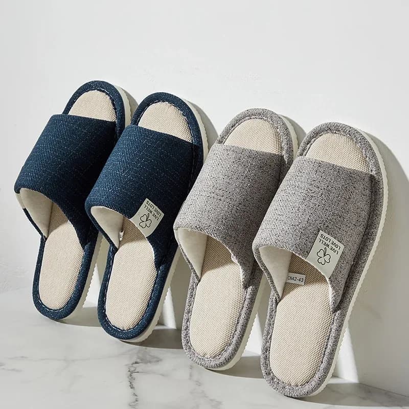 NUOVE pantofole traspiranti aperte e comode per la casa in lino unisex primavera e autunno 2026