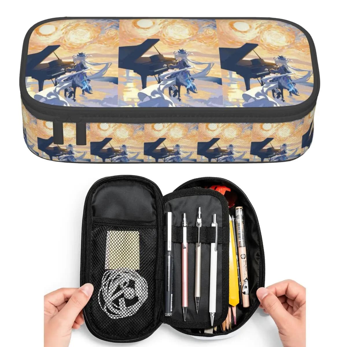 Astuccio per matite Furina Genshin Impact per studenti, portapenne di grande capacità, astuccio portamatite