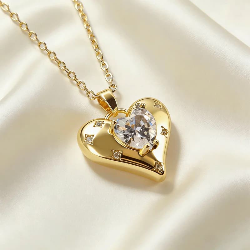 Luxury glittering star necklace with zircons, elegant gold-plated chain for women, to wear every day, Valentine's Day gift