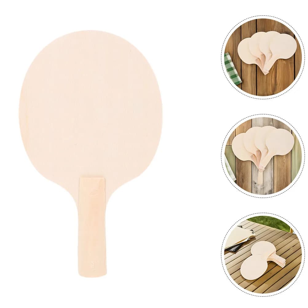 4Pair DIY Table Tennis Paddle Blanks Unfinished Wooden Racket Base Lightweight Craft Painting Ping Pong Blanks Wood