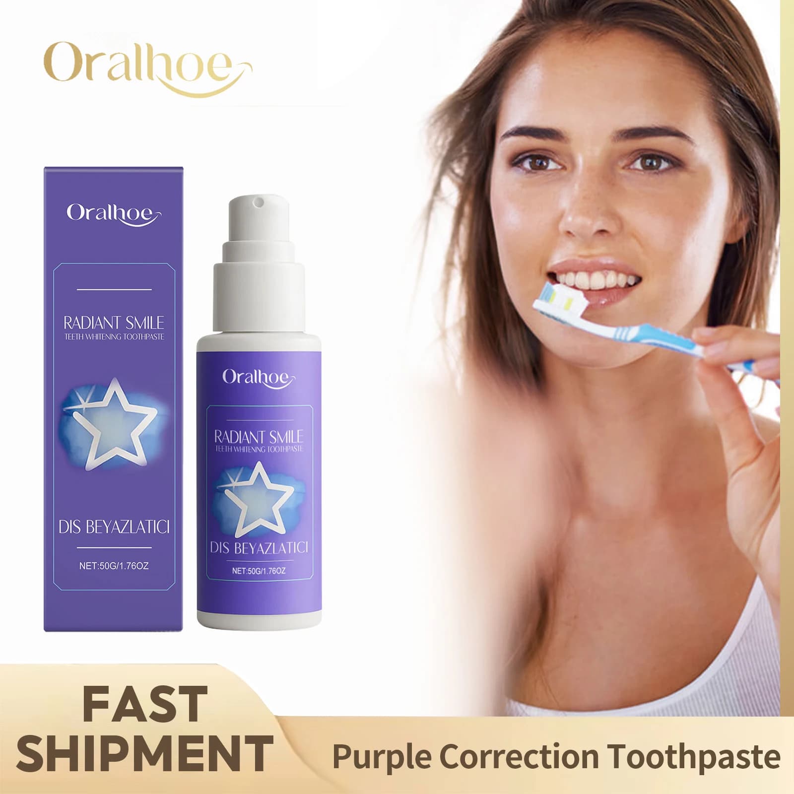 Dentifricio Whitening Purple, Deep Plaque Cleansing, Oral Hygiene, Tooth Whitening, Fresh Food, Macchie Removal on Tooths