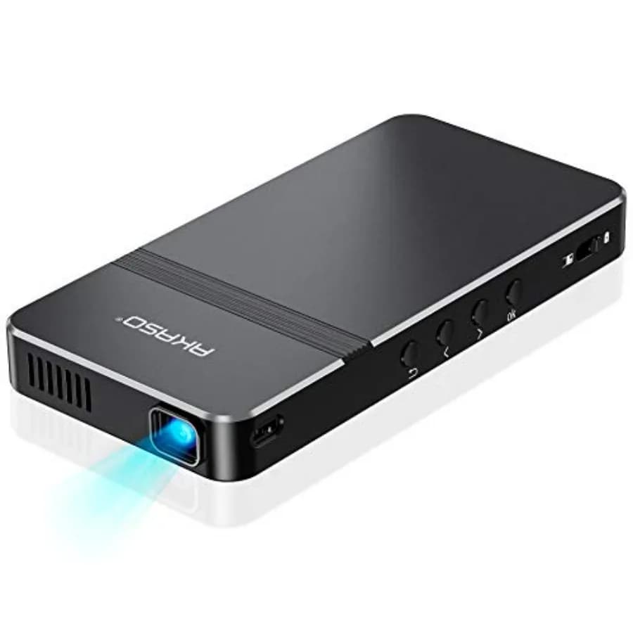 Mini Proiettore Portatile AKASO DLP Tascabile 1080P con HDMI, WiFi, Batteria Ricaricabile Integrata e Altoparlanti Stereo
