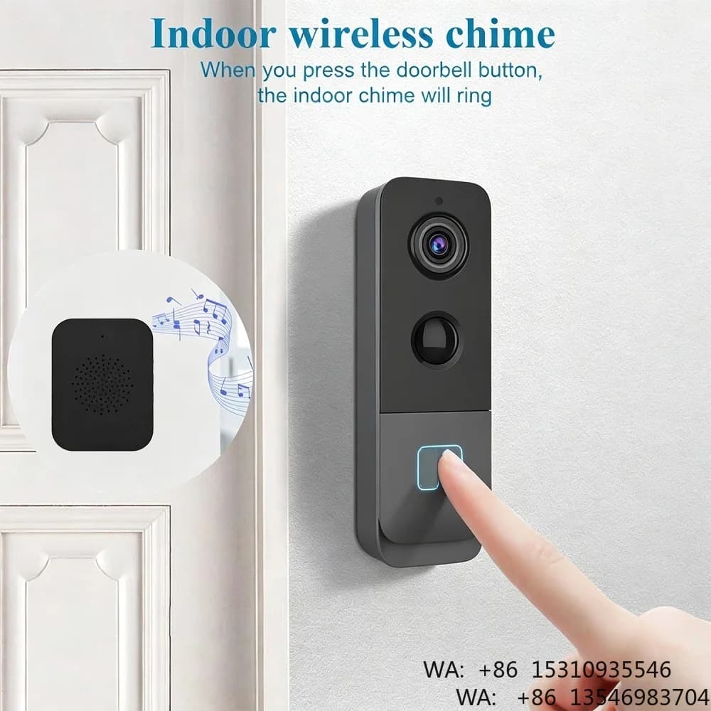 Campanello Wireless WiFi Tuya Smart Life con Batteria, Videocamera HD, Comunicazione Bidirezionale, Avvisi di Movimento e Campanello Interno