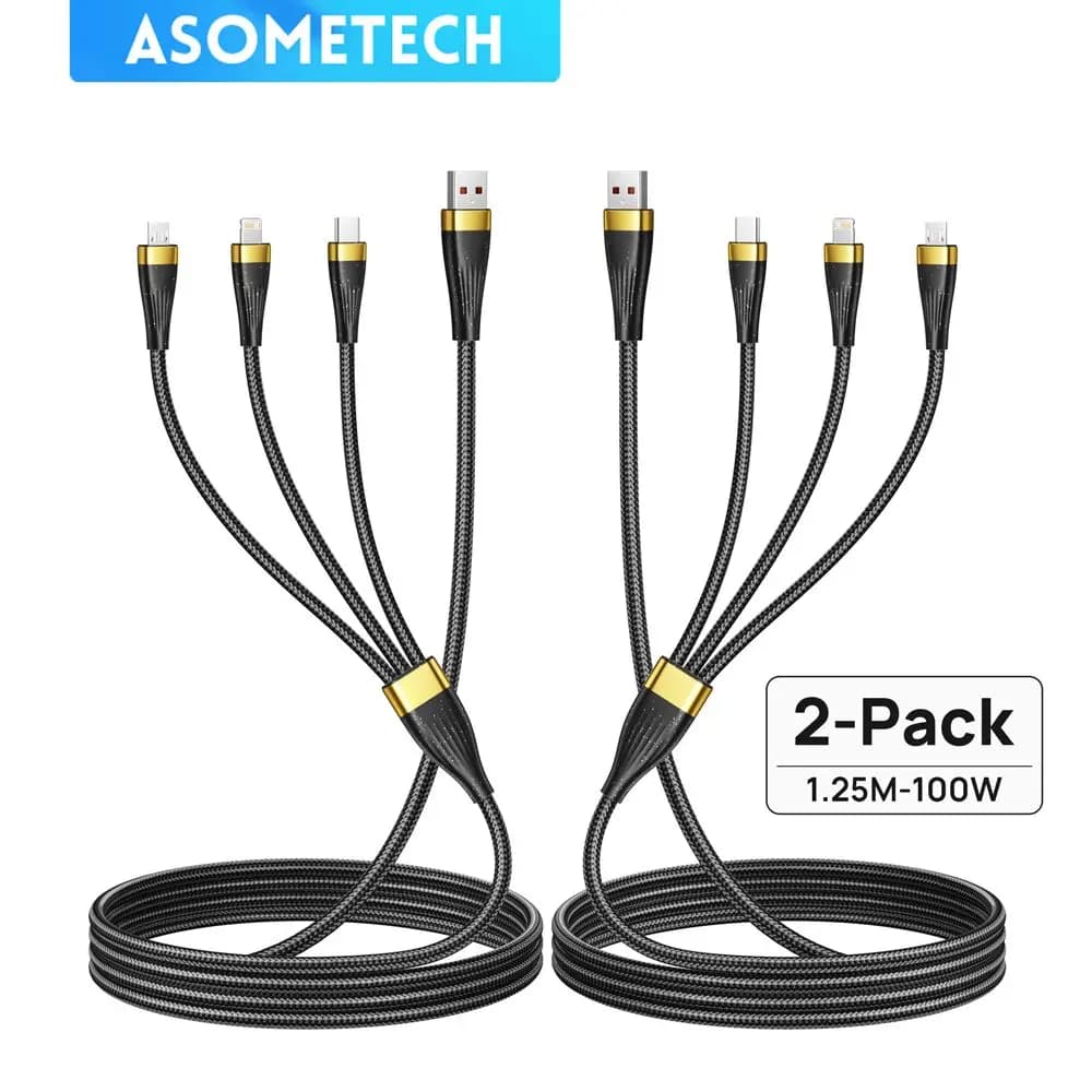 2 pz 3 in 1 cavo di ricarica rapida per IPhone Samsung Xiaomi USB tipo C 100W 6A cavo di ricarica Multi porta cavo di ricarica USB multiplo