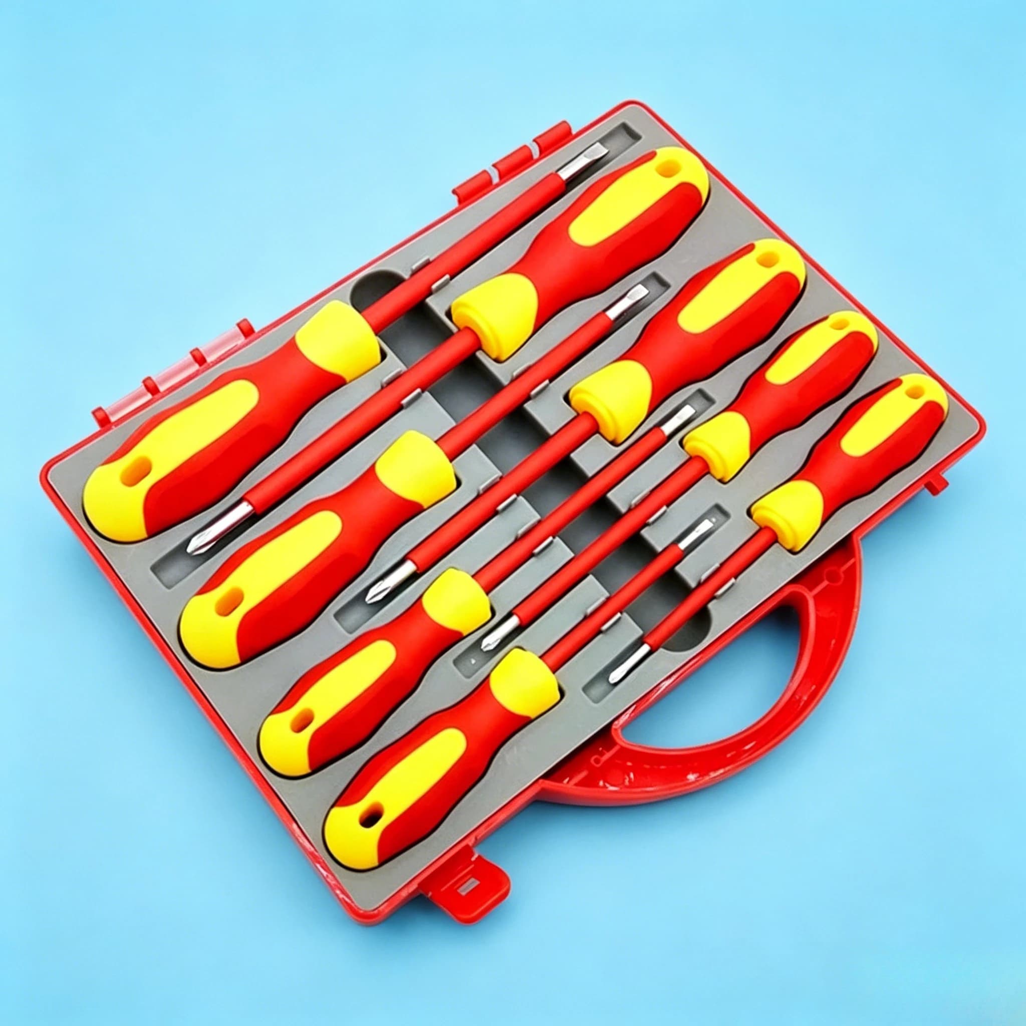 Set di 8 Cacciaviti Isolati ad Alta Tensione, Kit di Cacciaviti Magnetici per Elettricisti con Punte Piatte e Phillips, Utensili di Sicurezza per Riparazioni