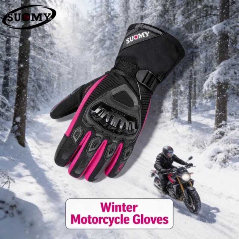SUOMY Winter Warm Motocross Riding Gloves Moto Touch Screen Outdoor Ski Waterproof Motorcycle Gloves-Red/Blue/Black/Pink/Purple