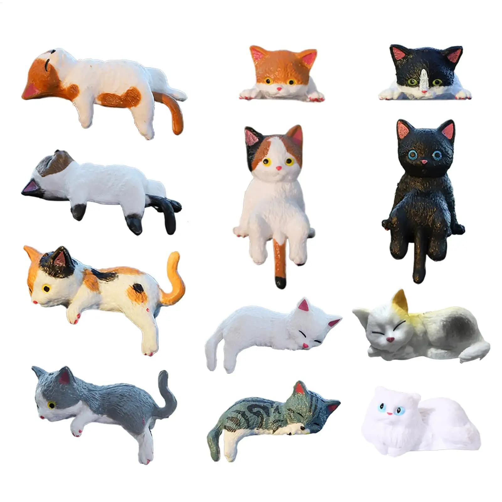 12 Pezzi Decorazioni Gatto Dormiente Creativo, Bambole Ornamentali per Schermo, Giocattoli, Decorazioni Paesaggistiche a Tema Gatto, Regali