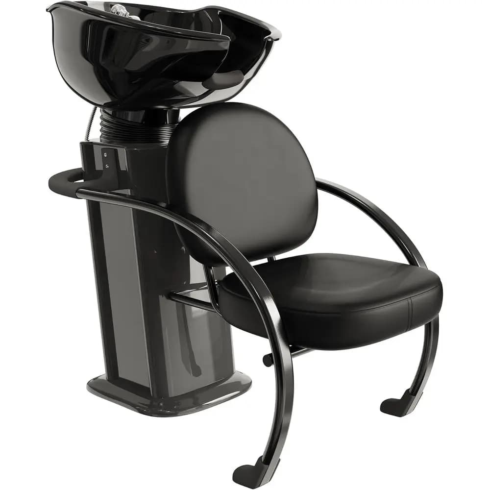 Adjustable Black Hairdresser Armchair with Lavabo and Comfortable cushion for Salone or Barbiere