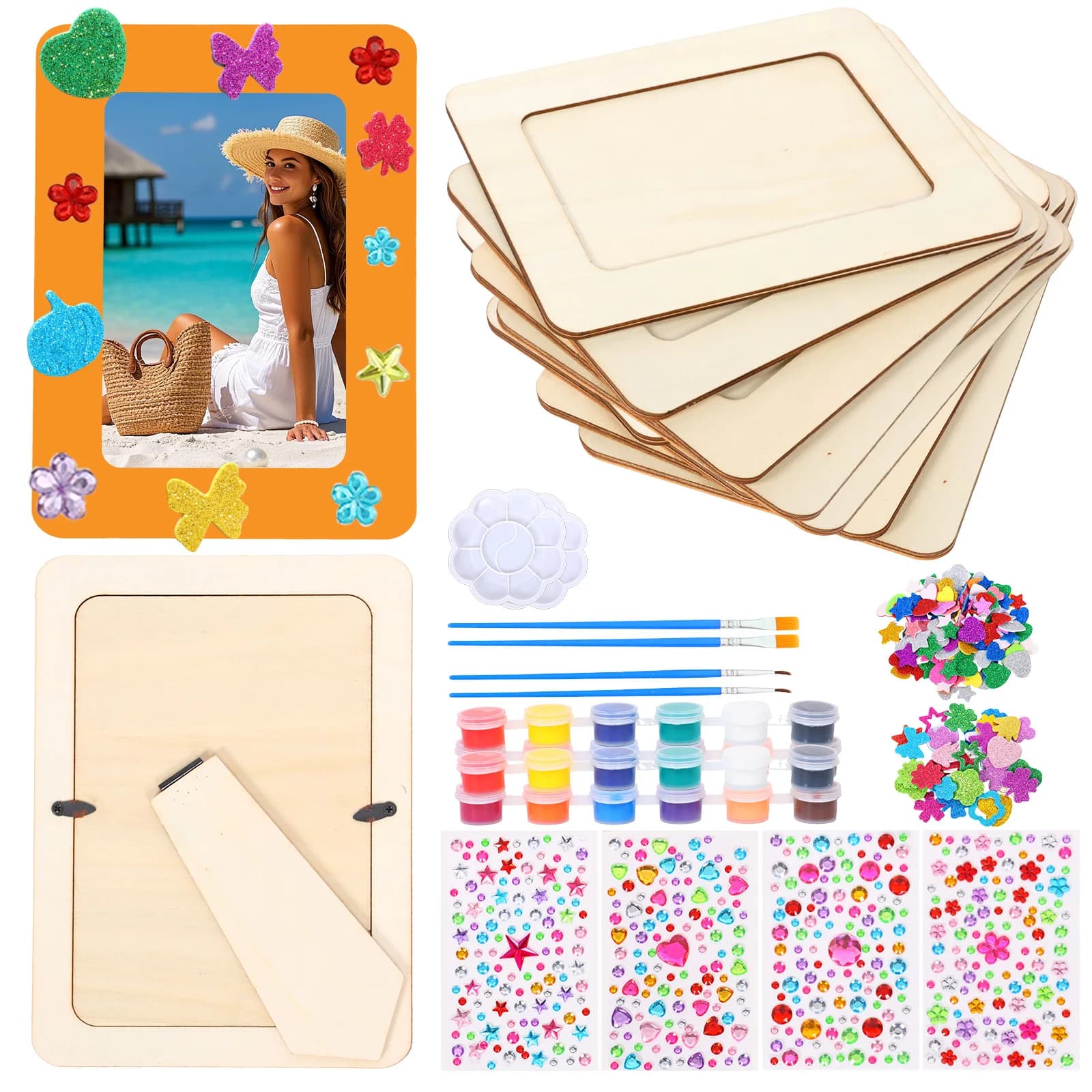 24/10Pcs Wood Photo Frame DIY Painting Craft Picture Frame Unfinished Wooden Photo Frame for Desktop Decor Cherished Memories