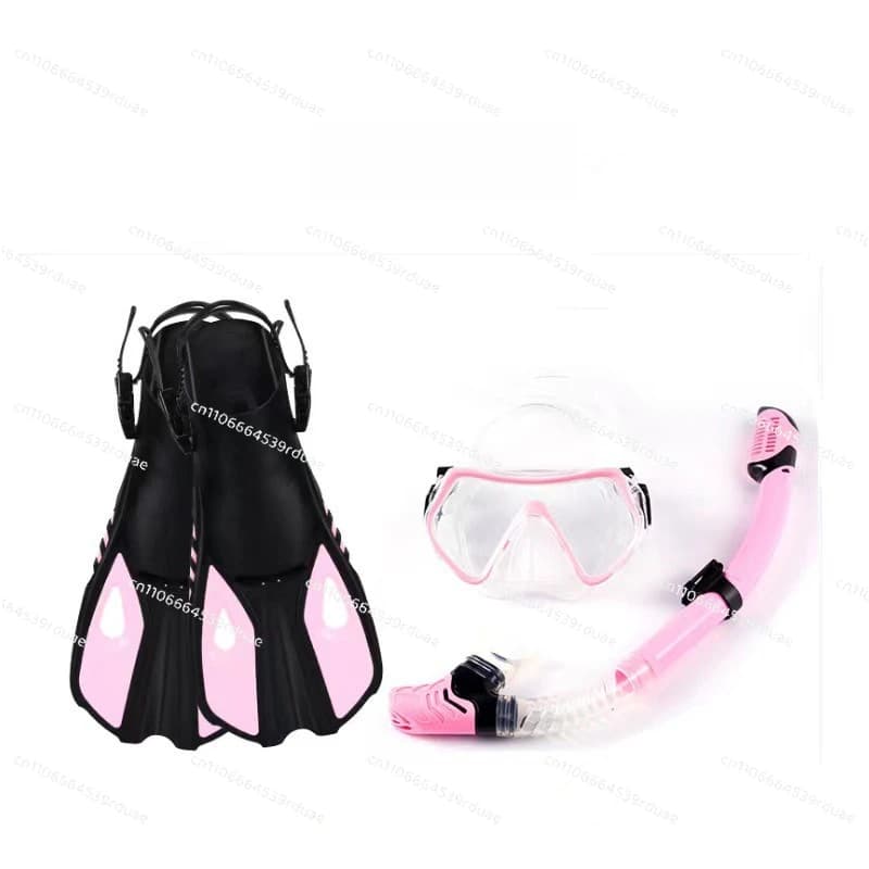 Maschera subacquea per sport acquatici, boccaglio regolabile, set di tre pezzi con scarpe a pinna, set Sanbao per snorkeling da 3 paia