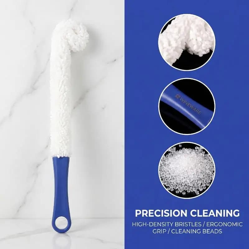Spazzola Flessibile per Pulizia con Manico Lungo e Spugna in Schiuma per Bicchieri da Vino e Decanter, Facile Lavaggio Profondo per Cucina