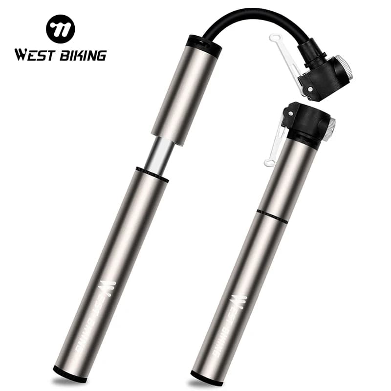 WEST BIKING 120PSI pompa per bicicletta tubo per Mountain Road ciclismo gonfiatore per pneumatici Schrader Presta valvola in lega Mini pompa per bici portatile