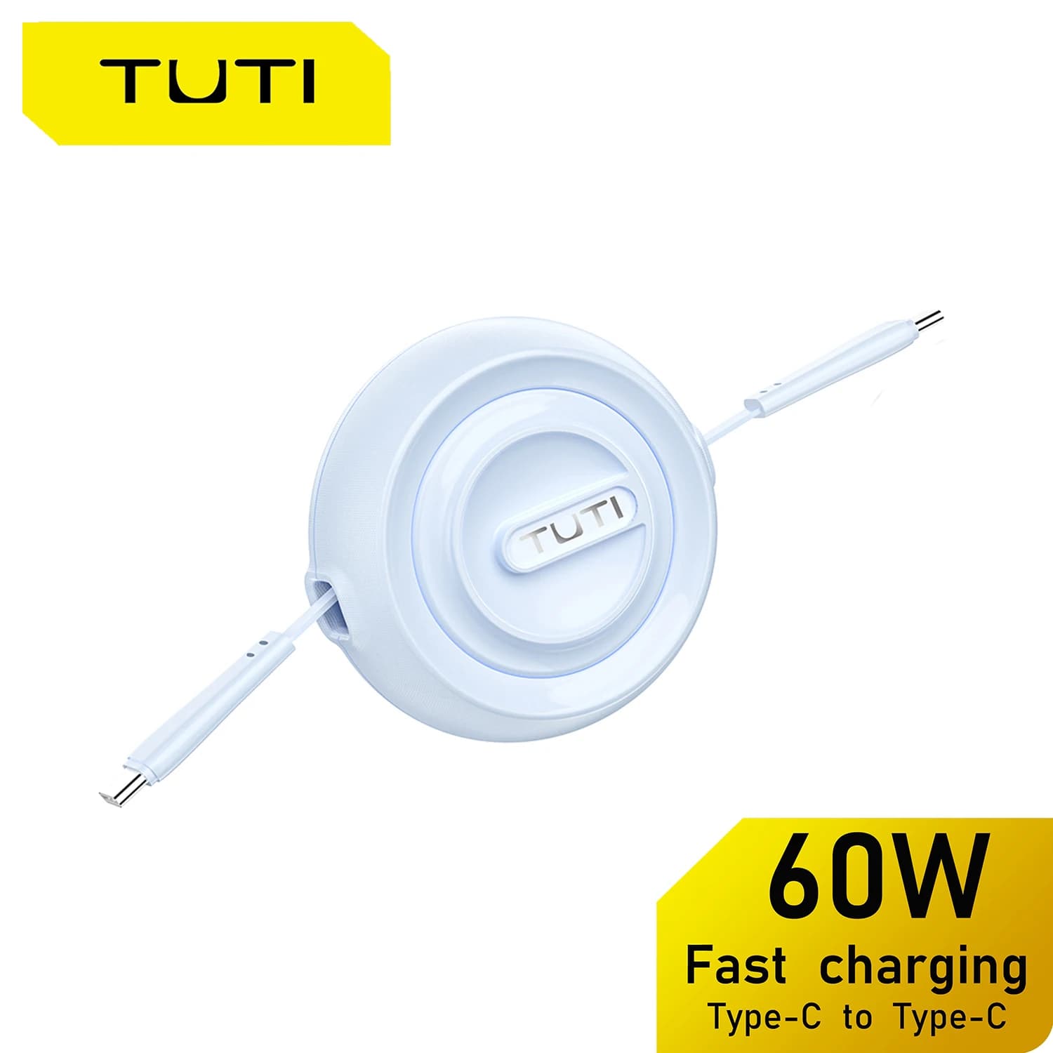 Cavo di ricarica per telefono TUTI da USB C a USB C da 60 W a lunghezza regolabile per iPhone, MacBook, iPad Pro, Samsung Galaxy, Pixel, caricabatterie rapido