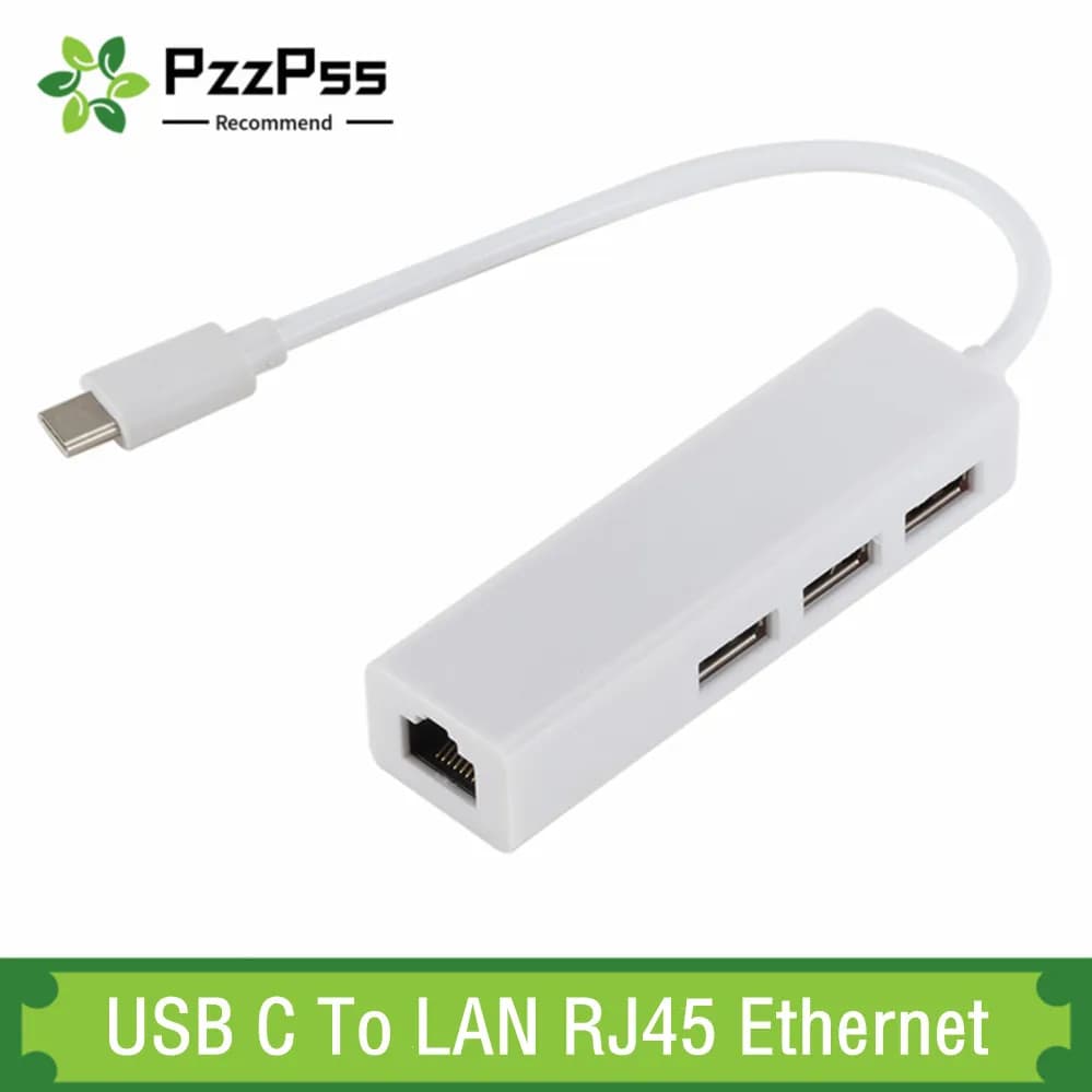 Adattatore LAN di rete USB 3.1 HUB TIPO C a Ethernet 100Mbps RJ45 USB-C con splitter HUB USB a 3 porte per laptop MacBook Pro