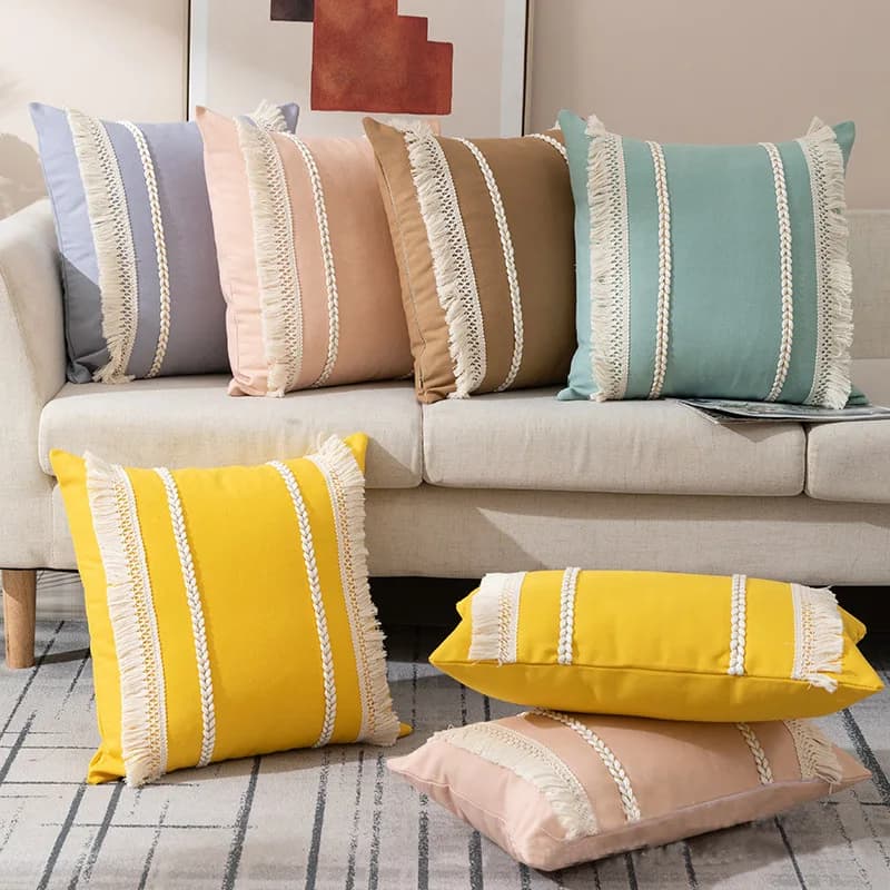 New Bohemian Ins Nappa Federa Fodera per cuscino lombare Fodera per cuscino per divano Federa lombare Fodera per cuscino per letto in tessuto macaron