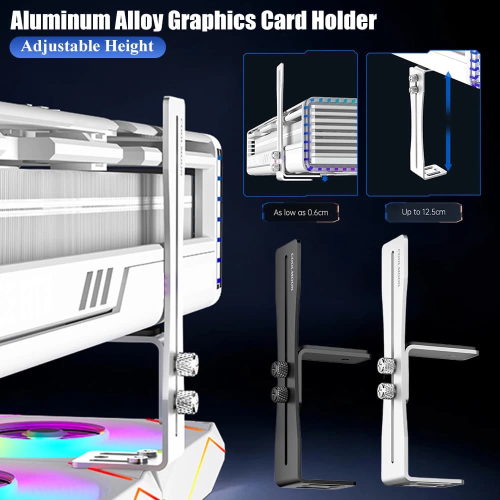 Supporto per scheda grafica in lega di alluminio GPU Staffa di supporto fissa Resistente all'usura Supporto per schede video antiruggine per assemblaggio computer fai-da-te