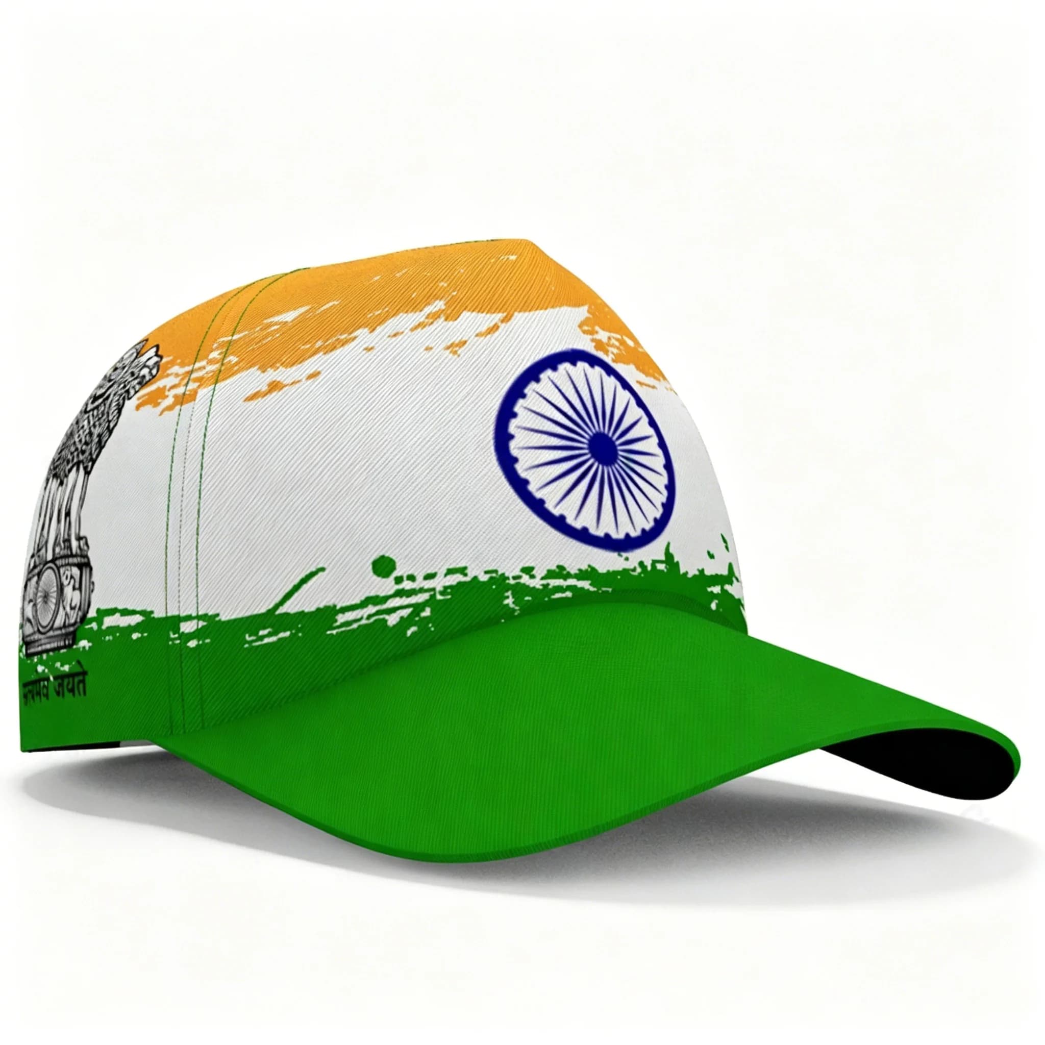 Unisex India Flag Baseball Cap Ashoka Chakra Lion National Emblem Sanskrit Text Adjustable Outdoor Patriotic Sun Visor Hat