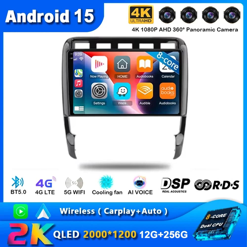 Android 15 Autoradio Per Porsche Cayenne I 1 9PA 2002 2003 2004 -2010 Navigazione GPS Lettore Video Multimediale Stereo WIFI + 4G DSP