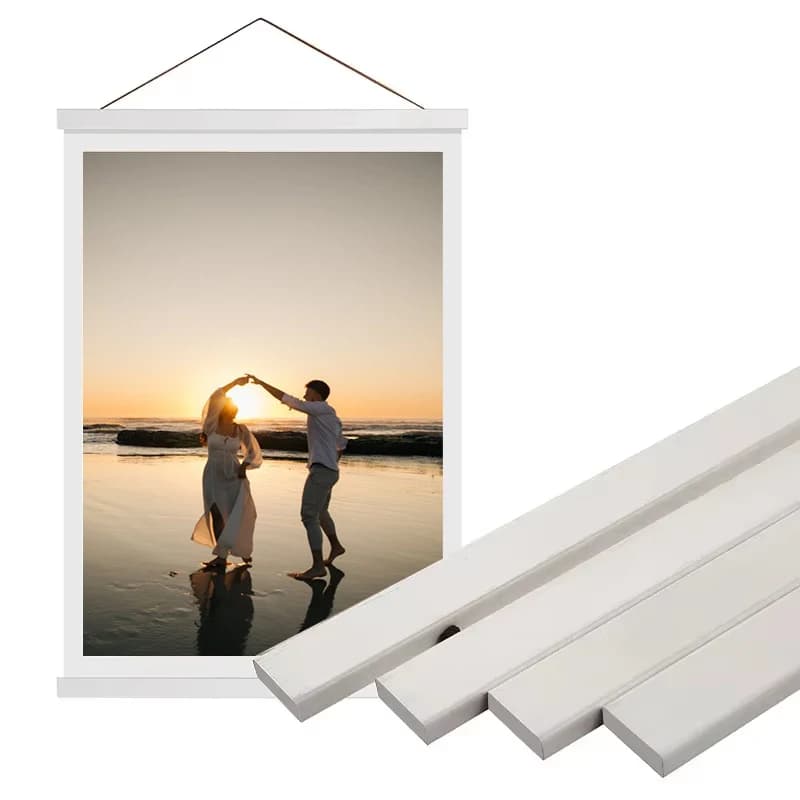 Black and White, Pine Wood Magnetic Photo Frame Picture Poster Hanger Suitable for Wall Art Canvas Print Painting Home Decor