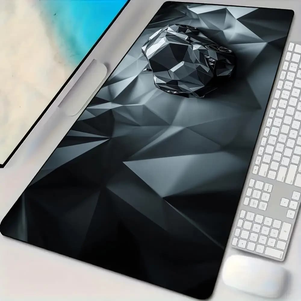 Creative mouse pad with polygonal sports car shape, non-slip and durable desk mat, office and gaming mouse mat with sewn edges and HD printing.