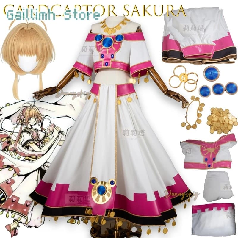 Anime Tsubasa Cronicle Sakura Cosplay Principessa Desert Outfit Costume anime Personaggio Gioco di ruolo Accessori uniformi Prop completo