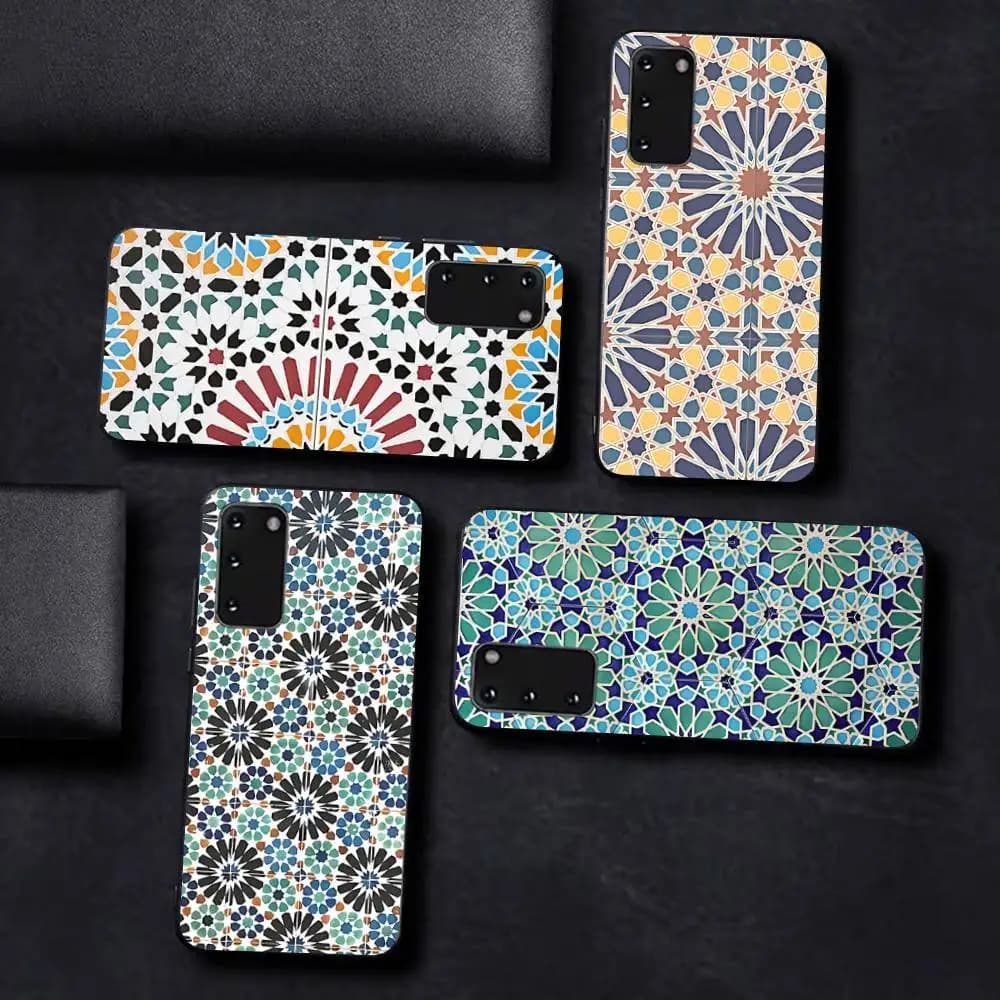 Muted Moroccan Mosaic Tiles Magnetic Phone Case For Samsung S 24 Fe 25 Ultra Plus 20 Lite 21 30 22 23 24 22 Ultra 5G Fundas