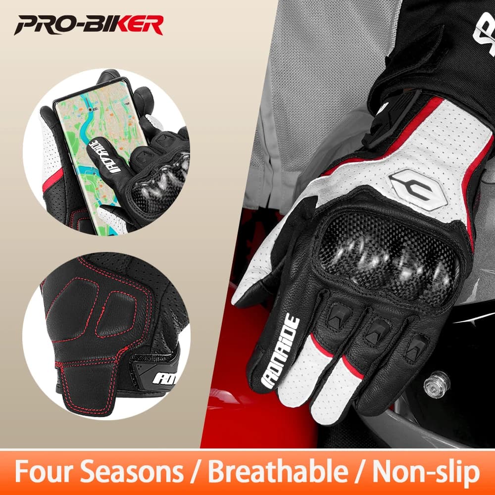 Guanti da Moto in Pelle, Guanti Touch Screen per Motocross, Guanti Protettivi Integrali Antiscivolo per Moto, Taglie M-2XL