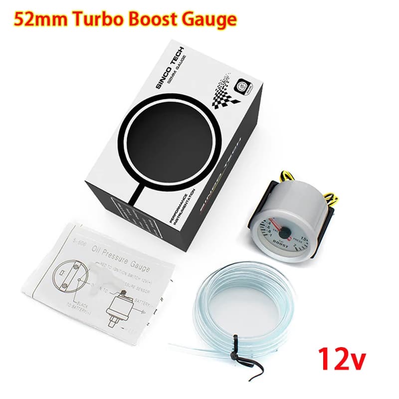 52mm 2 Inch Turbo Boost Gauge Bar PSI Vacuum Pressure Meter Blue LED Backlight 12V Universal Car Auto Racing Modification Gauge