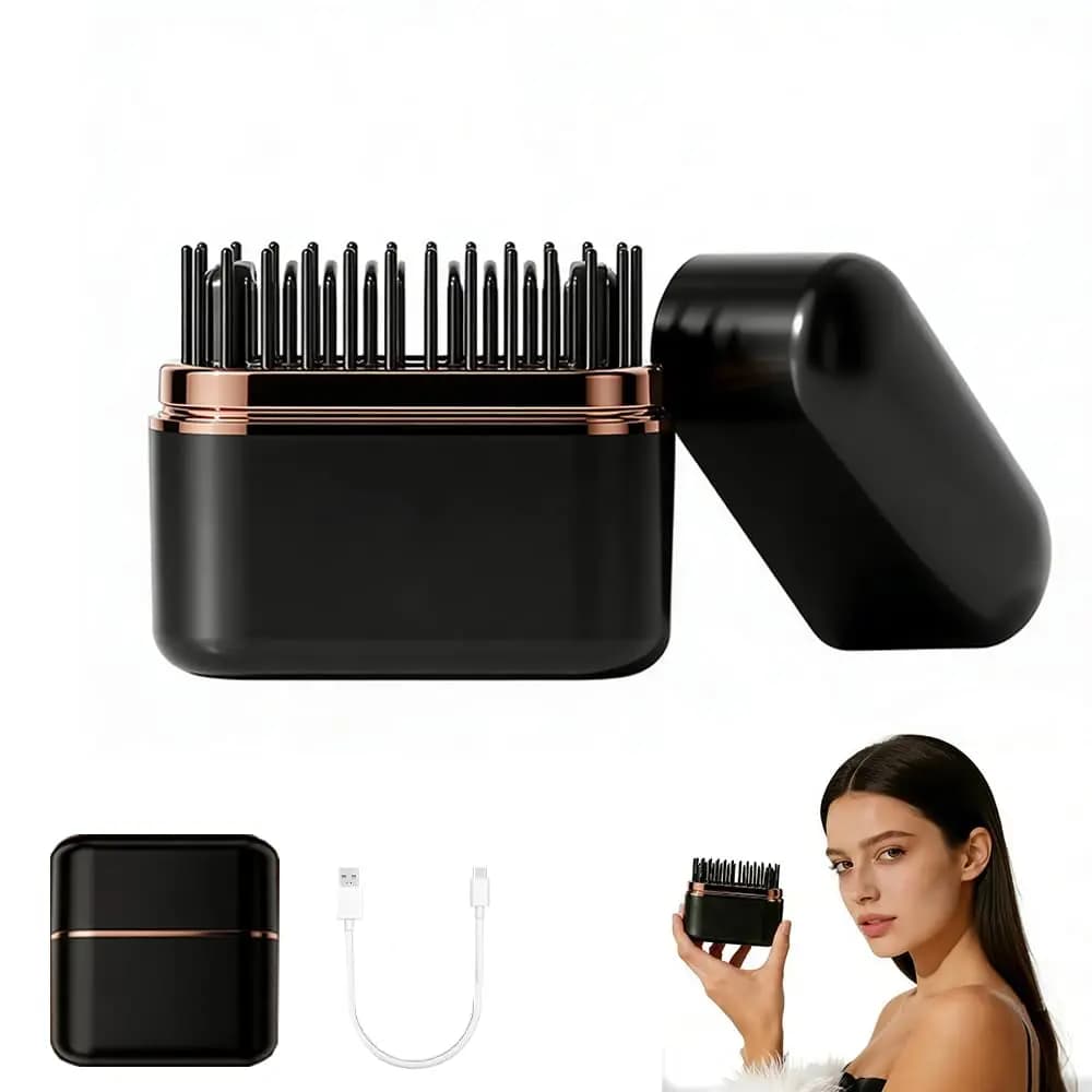 Wireless Mini Smooth Brush - Battery Rechargeable, Portable Comb with LCD Display for Travel
