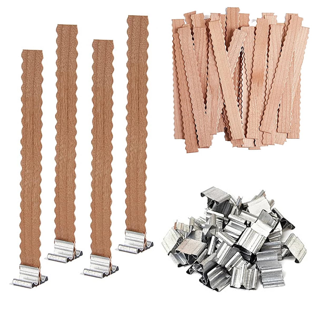 10 pz/set Wave stoppini in legno eco-friendly nucleo di cera in legno senza fumo e clip in metallo regalo fai da te forniture per la produzione di candele per aromaterapia