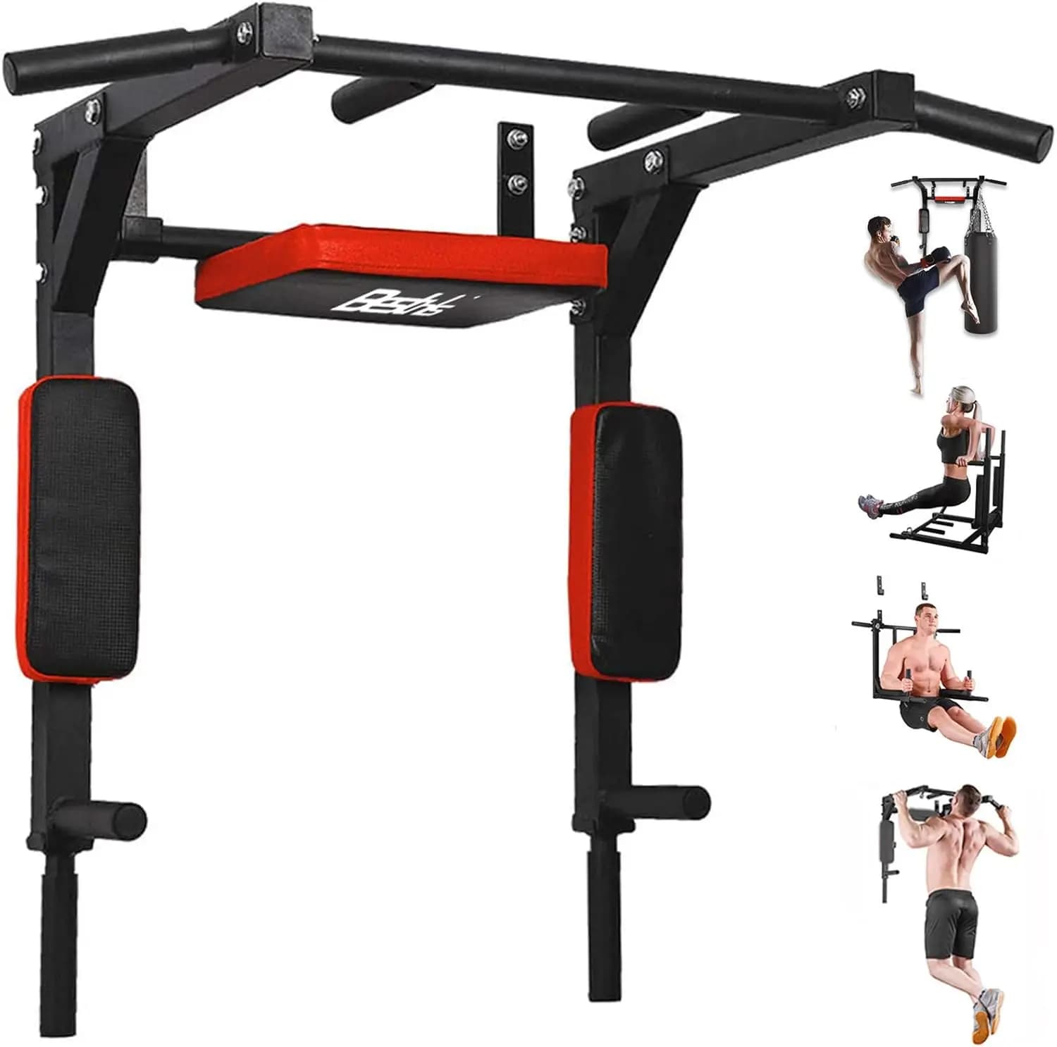 Barra per Trazioni e Stazione Dip a Muro, Attrezzatura per Palestra Domestica Resistente per Trazioni, Dip, Sollevamenti Gambe, Supporta fino a 200 kg