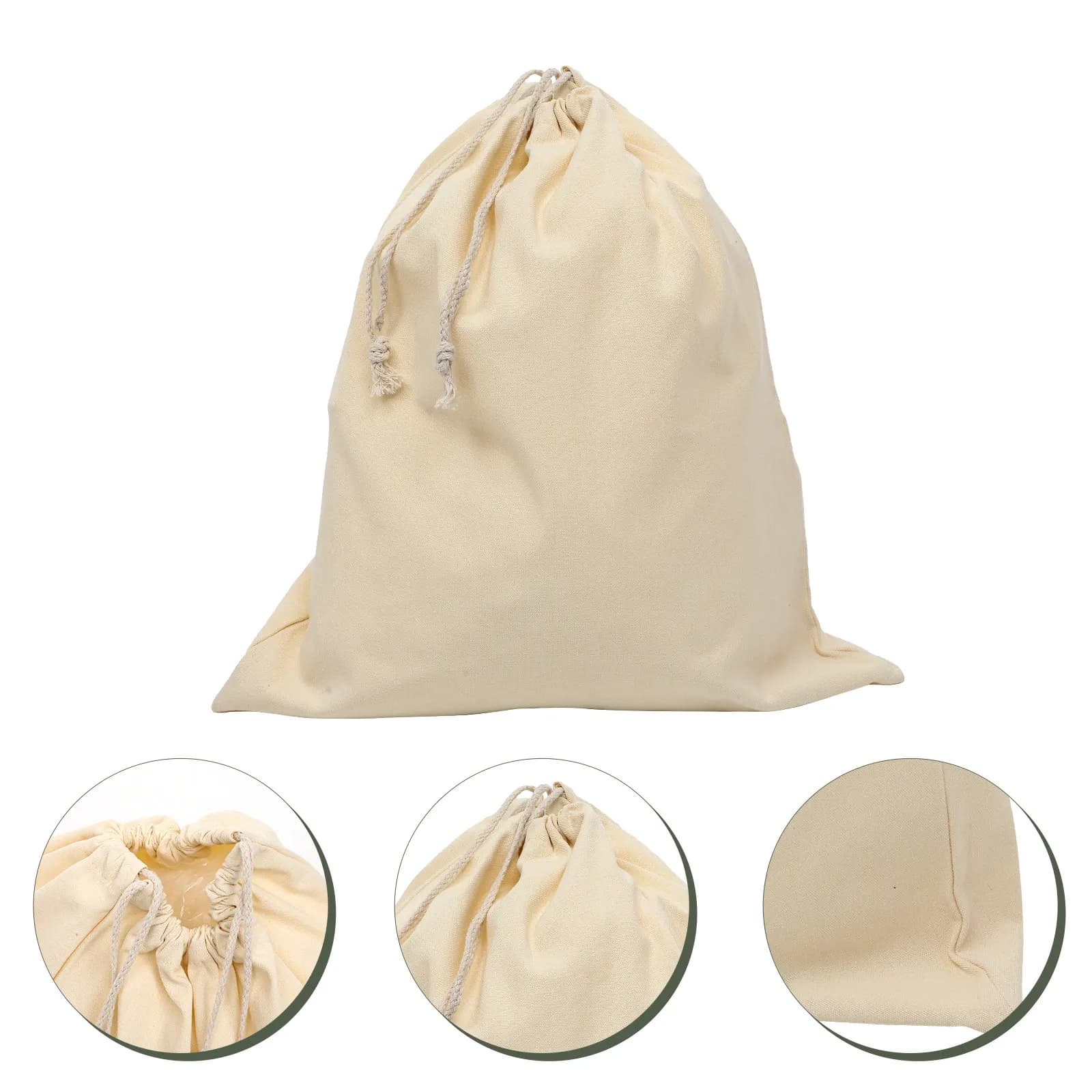 Large Canvas Laundry Bag Foldable Drawstring Dirty Clothes Pouch Heavy Duty Laundry Storage Organizer for Travel Home Hotel