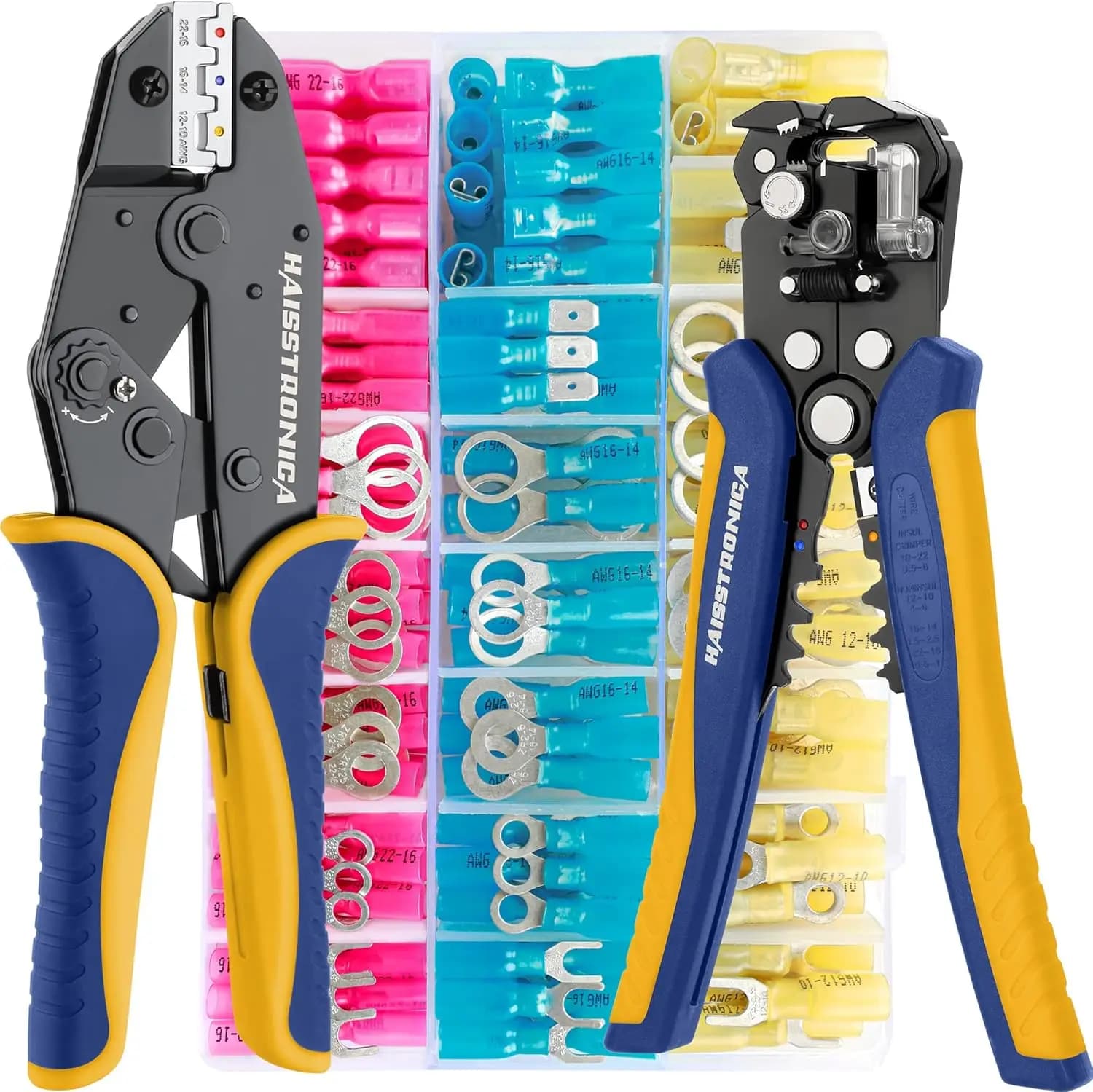 Set di connettori termorestringenti con strumento spelafili di grado marino AWG 22-10 da 280 pezzi